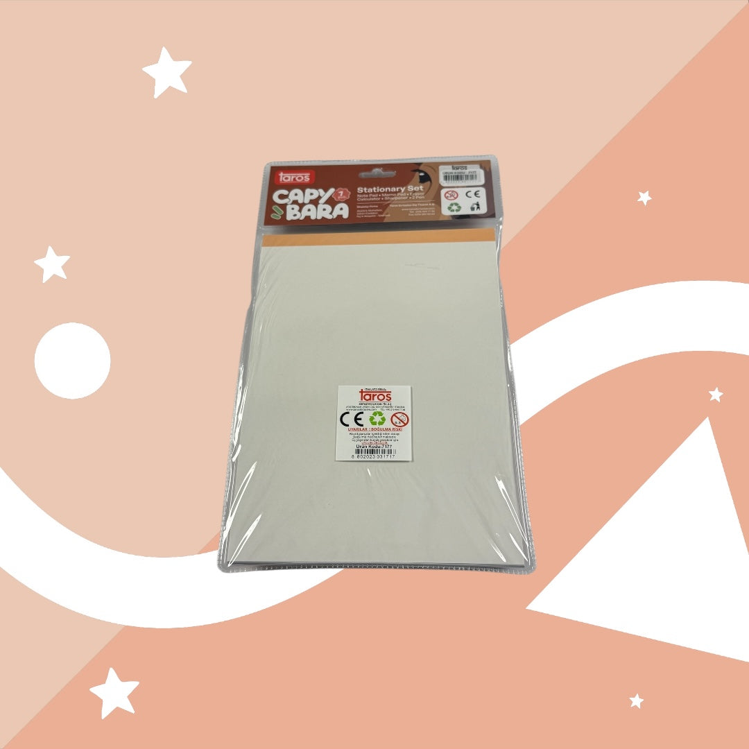 Capybara Temalı Kırtasiye Seti 7 Parça - Sevimli Defter, Hesap Makinesi, Kalem ve Okul Gereçleri