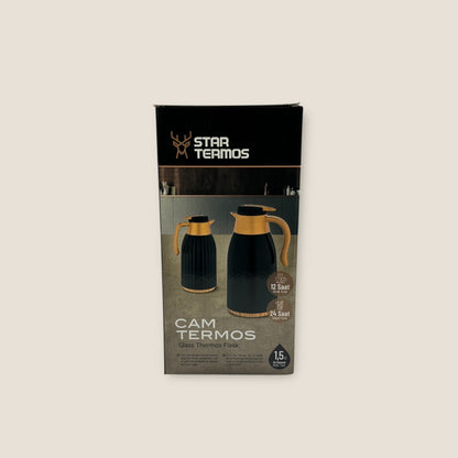 Oluklu Gövde 1,5 Lt Termos - Siyah